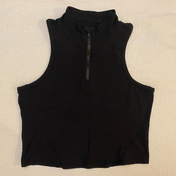 Lululemon Rib Zip-Front Cropped Run Tank Top - Picture 3 of 7